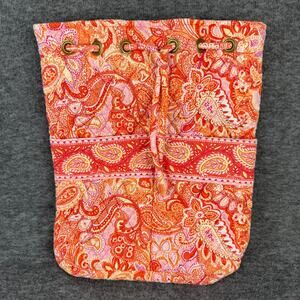 Vera Bradley Drawstring Backpack Sherbert Paisley Pattern Retired Quilted Cotton